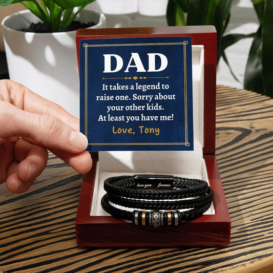 Personalized Funny Fathers Day Gift - Vegan Leather Bracelet for Dad - It Takes a Legend - Dad Gift from Daughter - Gift from Son