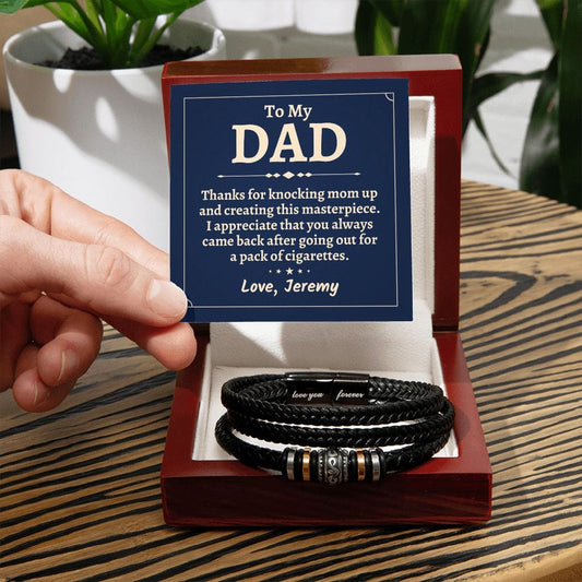 Personalized Funny Fathers Day Gift - Vegan Leather Bracelet for Dad - Knocking Up Mom - Gift from Son - Gift from Daughter