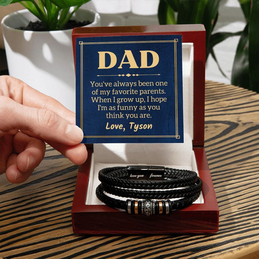 Personalized Funny Fathers Day Gift - Vegan Leather Bracelet for Dad - One of My Favorite Parents - Birthday Gift for Father
