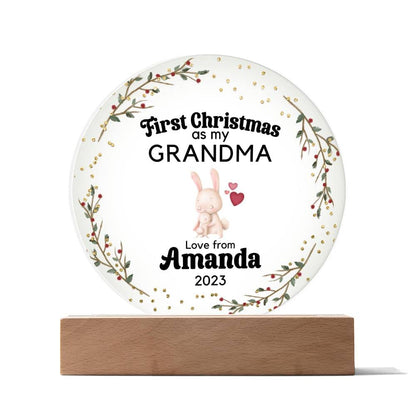 Personalized First Christmas as Grandma Sign, Custom New Grandma Gift, Baby Announcement Pregnancy Reveal New Grandparents Acrylic Plaque