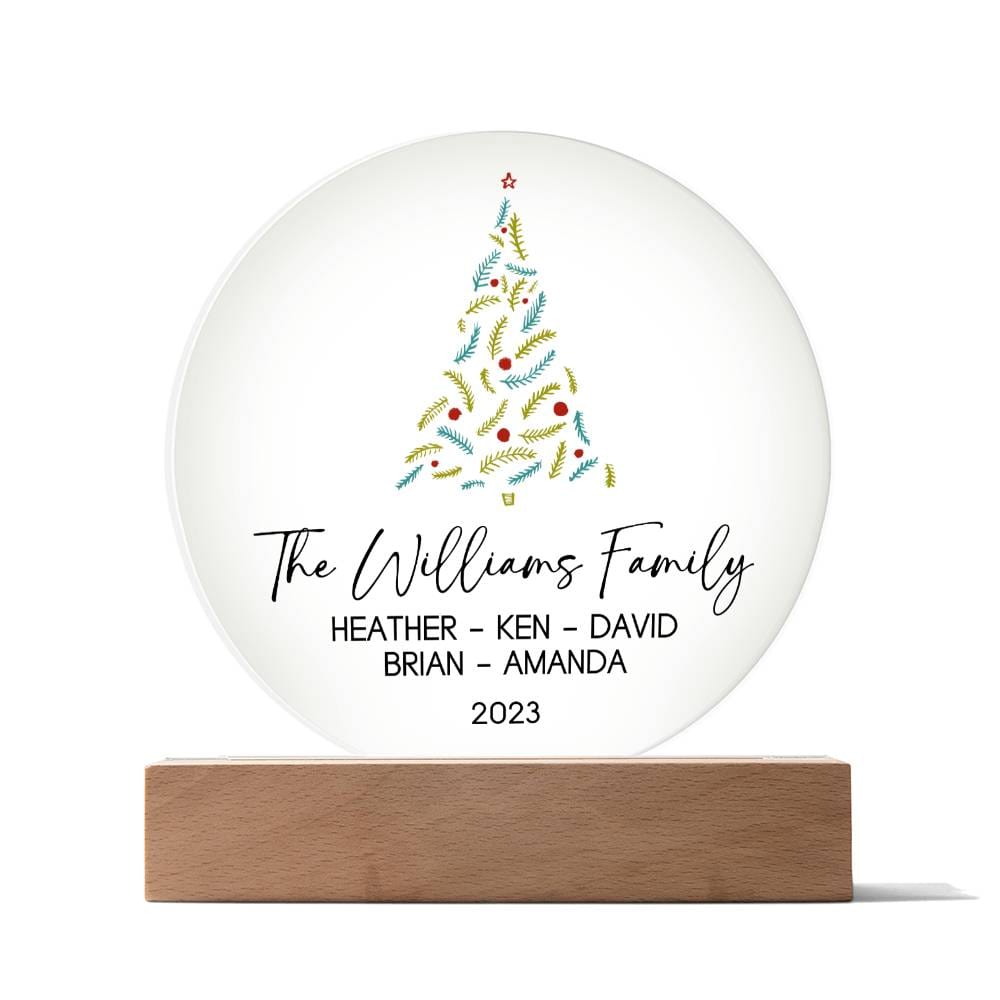 Personalized Christmas Family Sign with Names, Custom Family Christmas Acrylic Ornament, Unique Family Keepsake Night Light