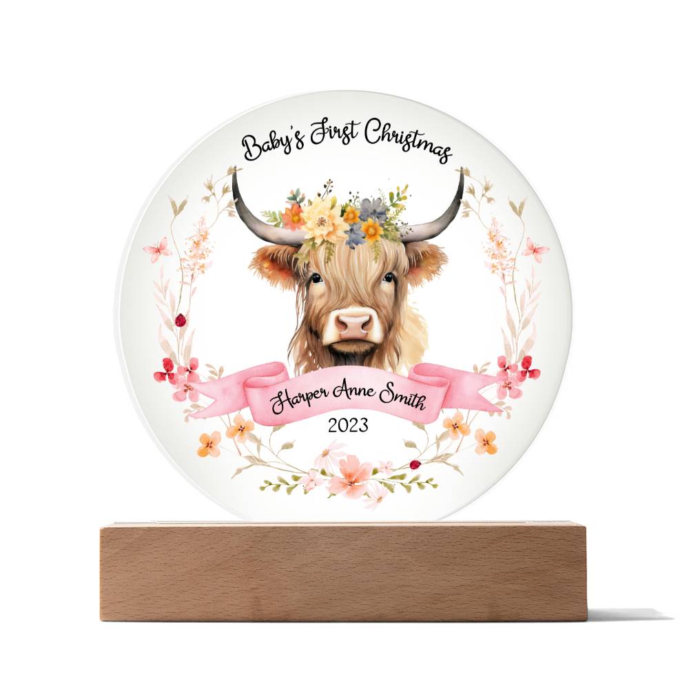 Baby's 1st Highland Cow Girl 20231008 Acrylic Circle Template