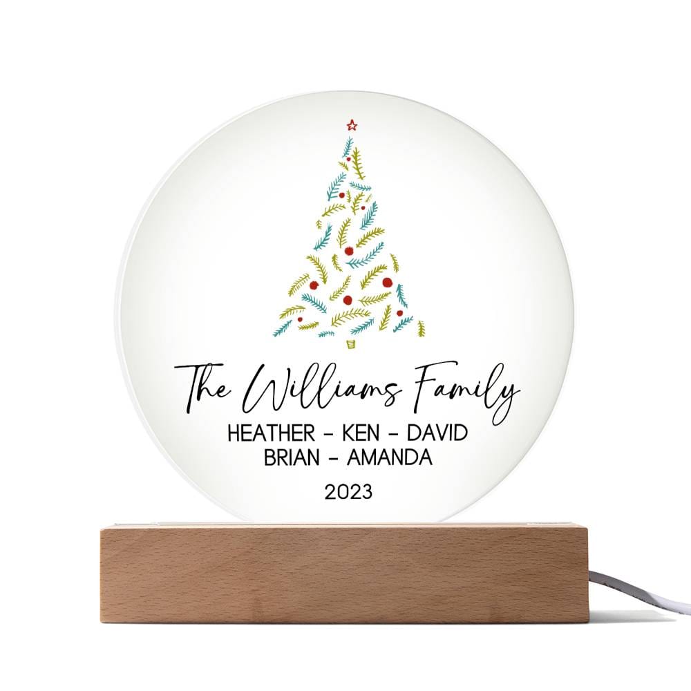 Personalized Christmas Family Sign with Names, Custom Family Christmas Acrylic Ornament, Unique Family Keepsake Night Light