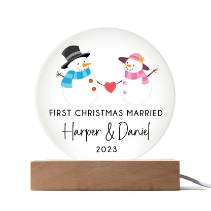 1st Xmas Married Snowmen 20231008 Acrylic Circle Template