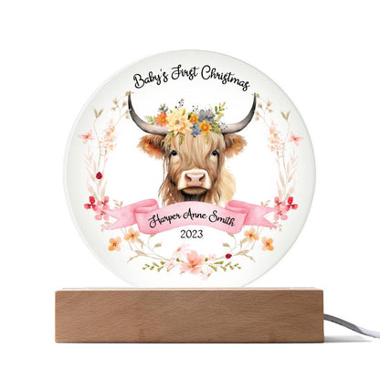 Baby's 1st Highland Cow Girl 20231008 Acrylic Circle Template