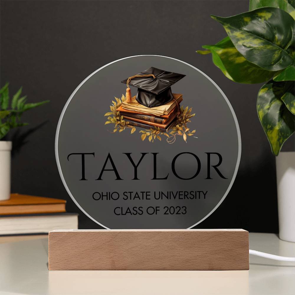 Personalized Graduation Sign, Custom College Graduation Gift, Class of 2023 Graduate Acrylic Plaque, Graduation Night Light