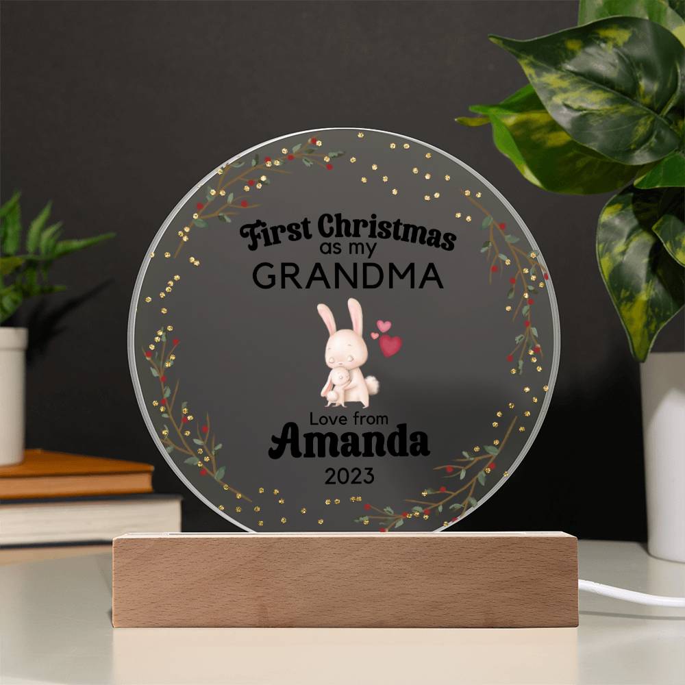 Personalized First Christmas as Grandma Sign, Custom New Grandma Gift, Baby Announcement Pregnancy Reveal New Grandparents Acrylic Plaque