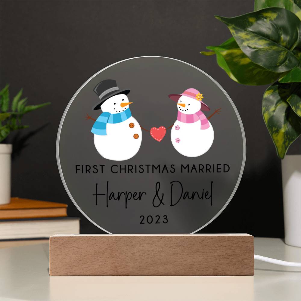 1st Xmas Married Snowmen 20231008 Acrylic Circle Template