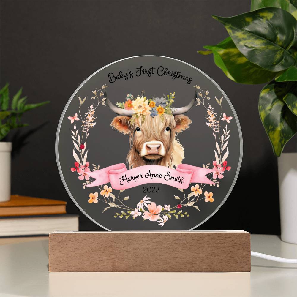 Baby's 1st Highland Cow Girl 20231008 Acrylic Circle Template