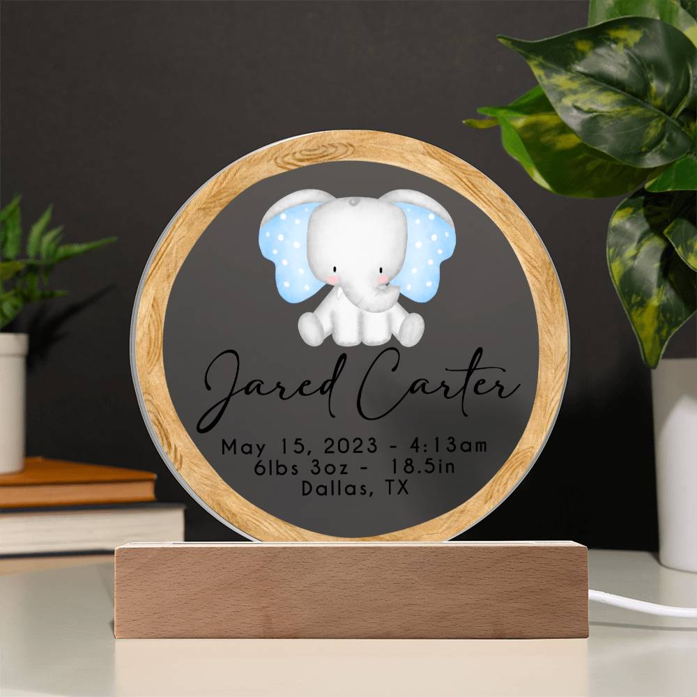 Elephant Boy Baby Stats 20231008 Acrylic Circle Template