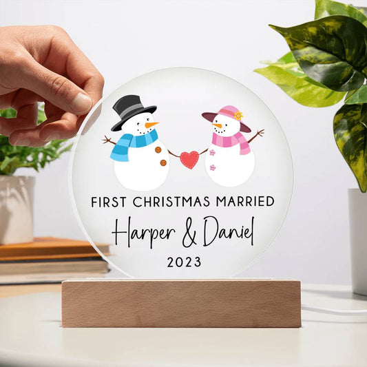 1st Xmas Married Snowmen 20231008 Acrylic Circle Template