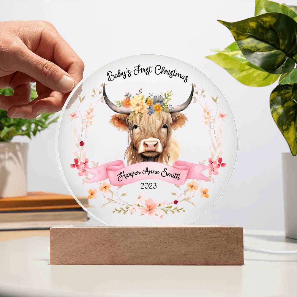 Baby's 1st Highland Cow Girl 20231008 Acrylic Circle Template