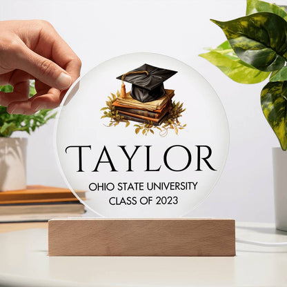 Personalized Graduation Sign, Custom College Graduation Gift, Class of 2023 Graduate Acrylic Plaque, Graduation Night Light