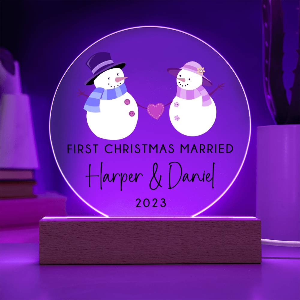 1st Xmas Married Snowmen 20231008 Acrylic Circle Template