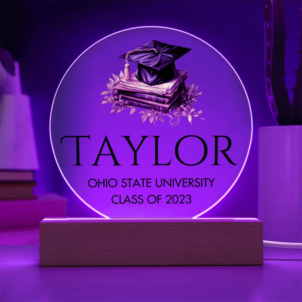 Personalized Graduation Sign, Custom College Graduation Gift, Class of 2023 Graduate Acrylic Plaque, Graduation Night Light