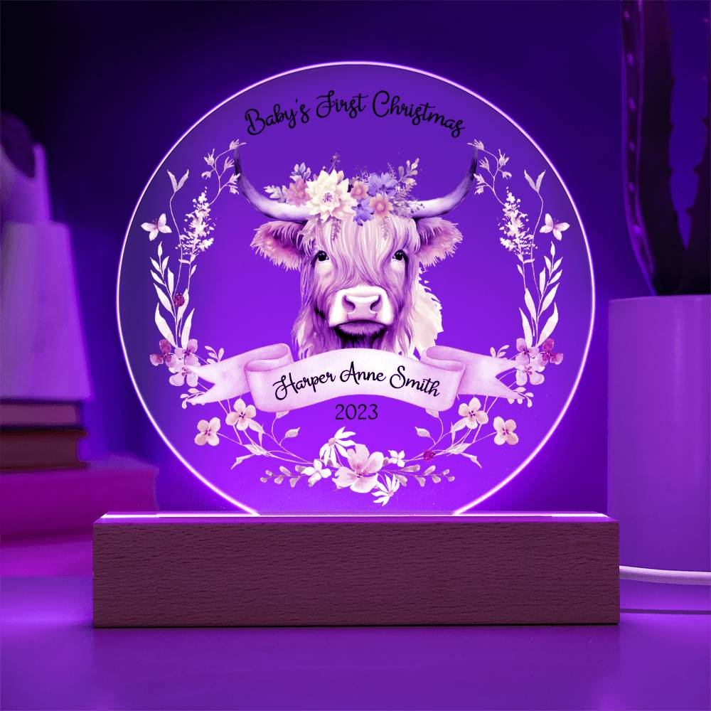 Baby's 1st Highland Cow Girl 20231008 Acrylic Circle Template