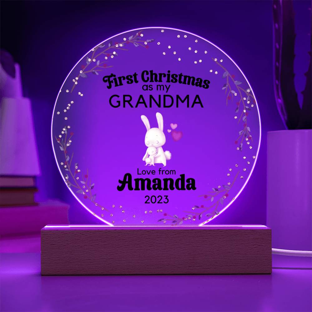 Personalized First Christmas as Grandma Sign, Custom New Grandma Gift, Baby Announcement Pregnancy Reveal New Grandparents Acrylic Plaque