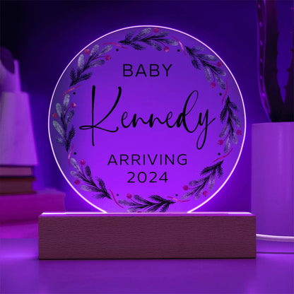 Personalized Baby Arriving Christmas Sign, Custom Pregnancy Reveal Acrylic Plaque, Baby Coming Soon Announcement, Expecting Baby Shower Gift