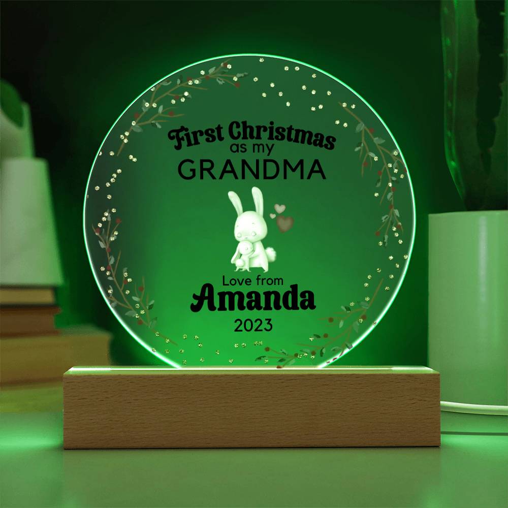 Personalized First Christmas as Grandma Sign, Custom New Grandma Gift, Baby Announcement Pregnancy Reveal New Grandparents Acrylic Plaque