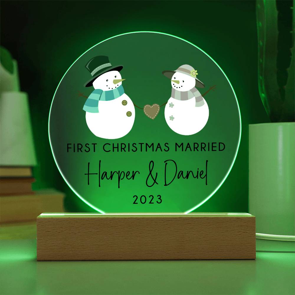 1st Xmas Married Snowmen 20231008 Acrylic Circle Template