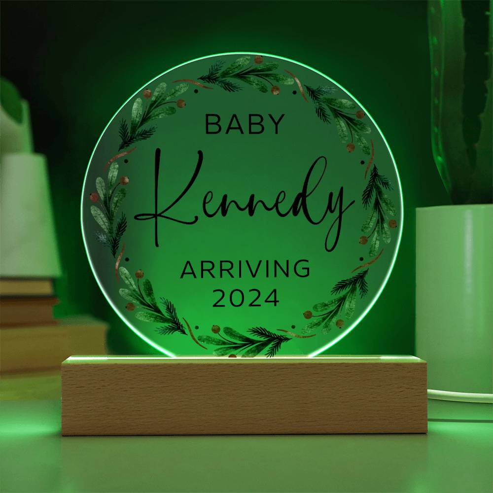 Personalized Baby Arriving Christmas Sign, Custom Pregnancy Reveal Acrylic Plaque, Baby Coming Soon Announcement, Expecting Baby Shower Gift