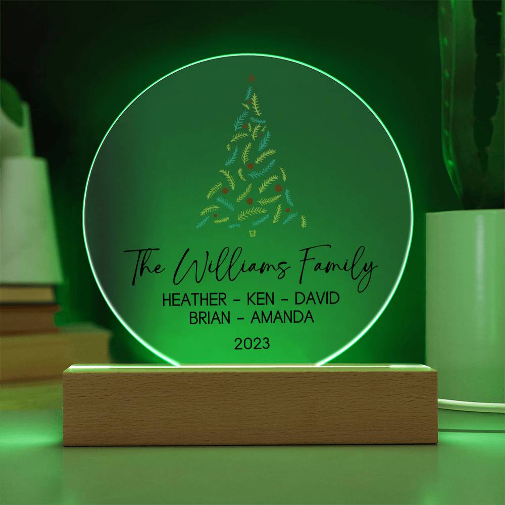 Personalized Christmas Family Sign with Names, Custom Family Christmas Acrylic Ornament, Unique Family Keepsake Night Light