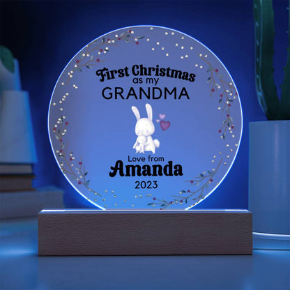 Personalized First Christmas as Grandma Sign, Custom New Grandma Gift, Baby Announcement Pregnancy Reveal New Grandparents Acrylic Plaque