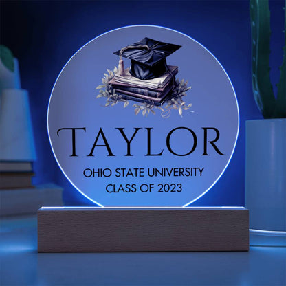 Personalized Graduation Sign, Custom College Graduation Gift, Class of 2023 Graduate Acrylic Plaque, Graduation Night Light