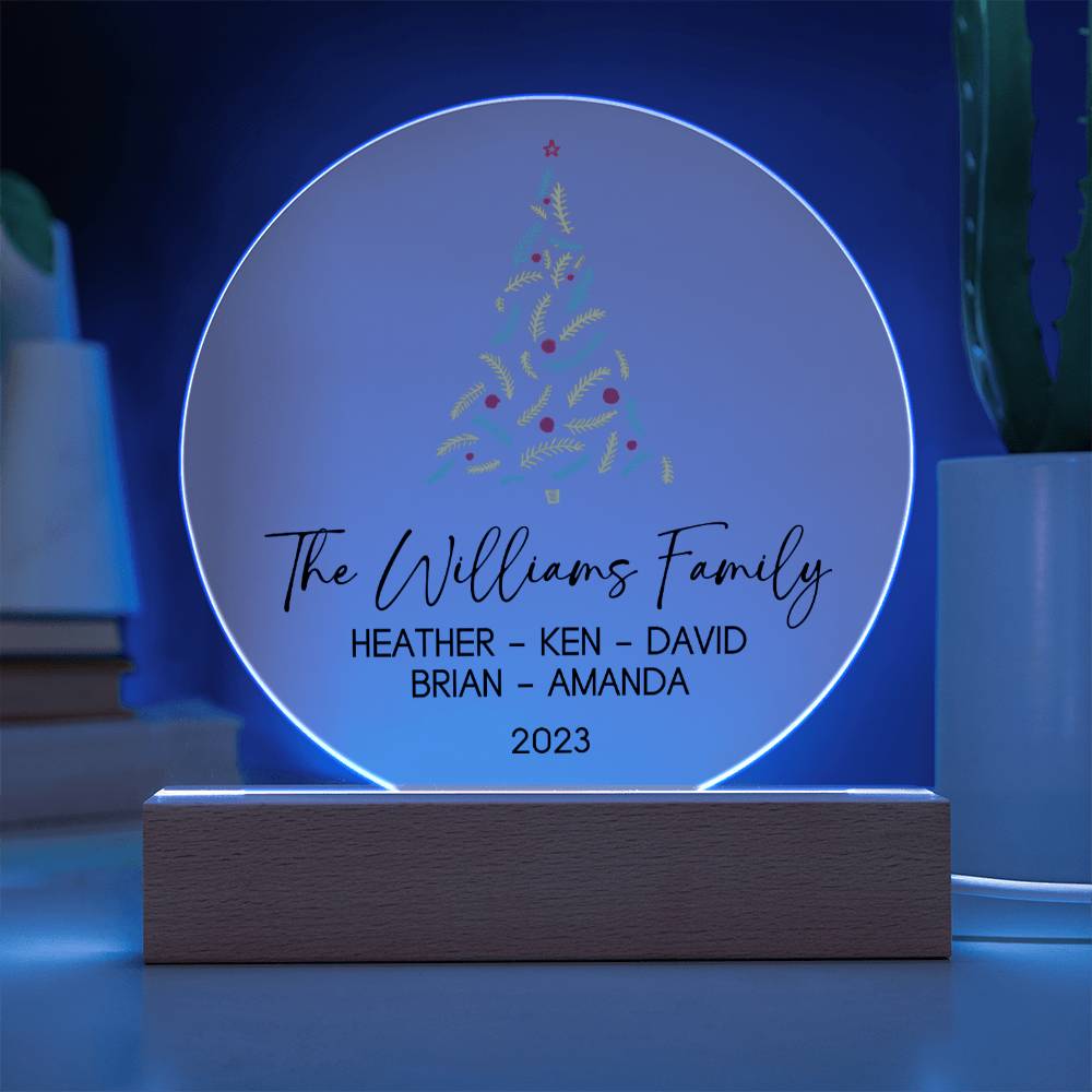 Personalized Christmas Family Sign with Names, Custom Family Christmas Acrylic Ornament, Unique Family Keepsake Night Light