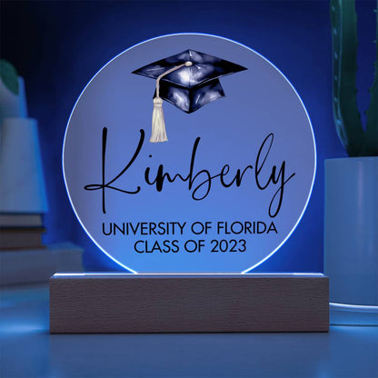 Personalized Graduation Sign, Custom College Graduation Gift, Class of 2023 Graduate Acrylic Plaque, Graduation Night Light