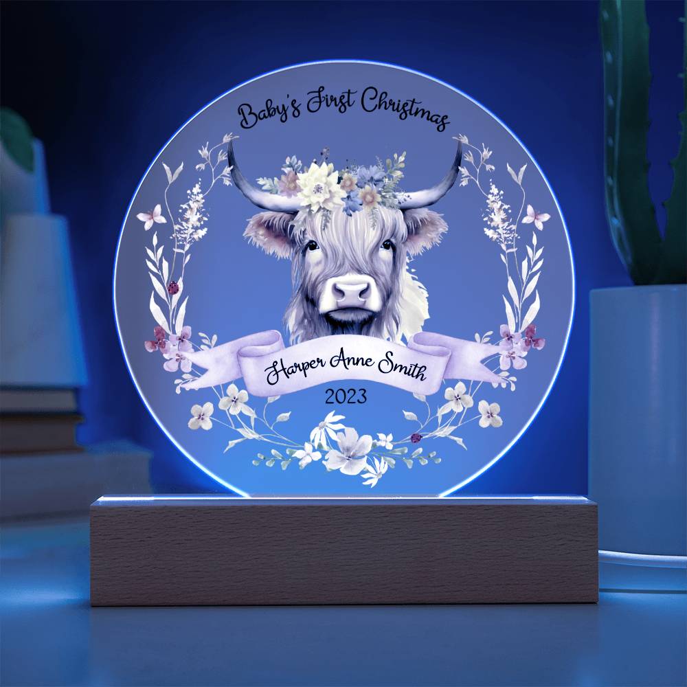 Baby's 1st Highland Cow Girl 20231008 Acrylic Circle Template