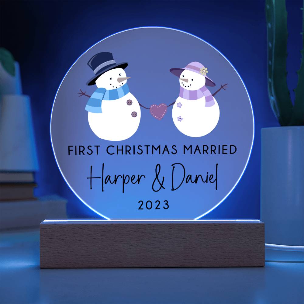 1st Xmas Married Snowmen 20231008 Acrylic Circle Template