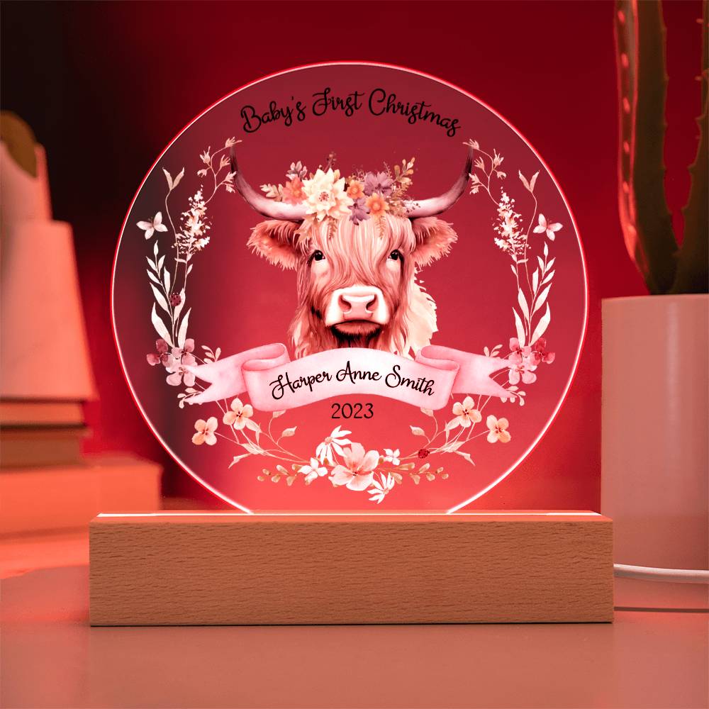 Baby's 1st Highland Cow Girl 20231008 Acrylic Circle Template