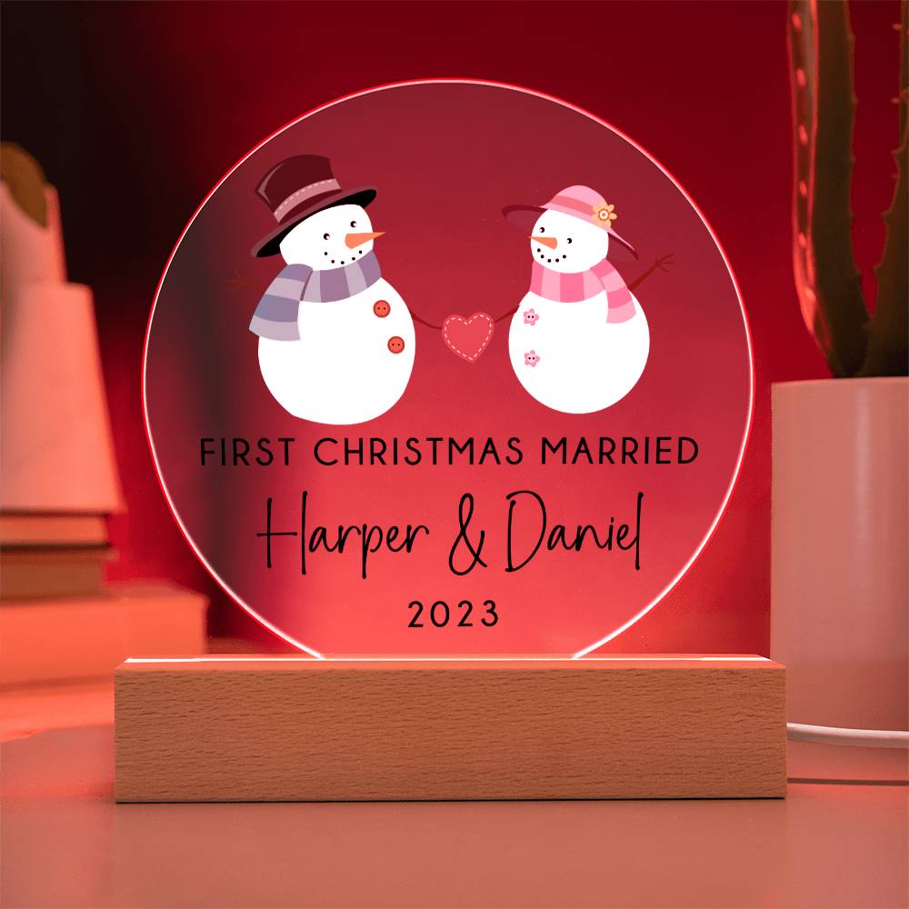 1st Xmas Married Snowmen 20231008 Acrylic Circle Template