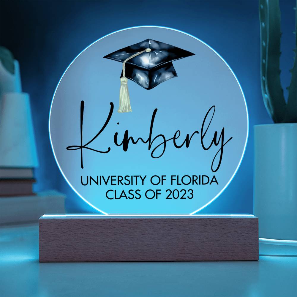 Personalized Graduation Sign, Custom College Graduation Gift, Class of 2023 Graduate Acrylic Plaque, Graduation Night Light