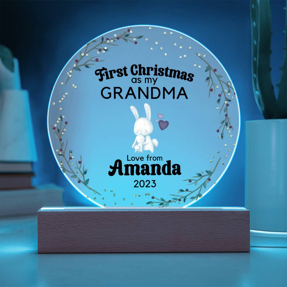 Personalized First Christmas as Grandma Sign, Custom New Grandma Gift, Baby Announcement Pregnancy Reveal New Grandparents Acrylic Plaque