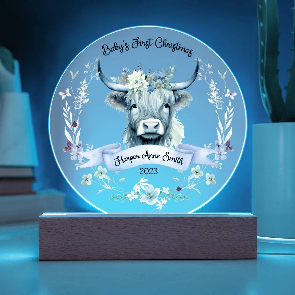 Baby's 1st Highland Cow Girl 20231008 Acrylic Circle Template