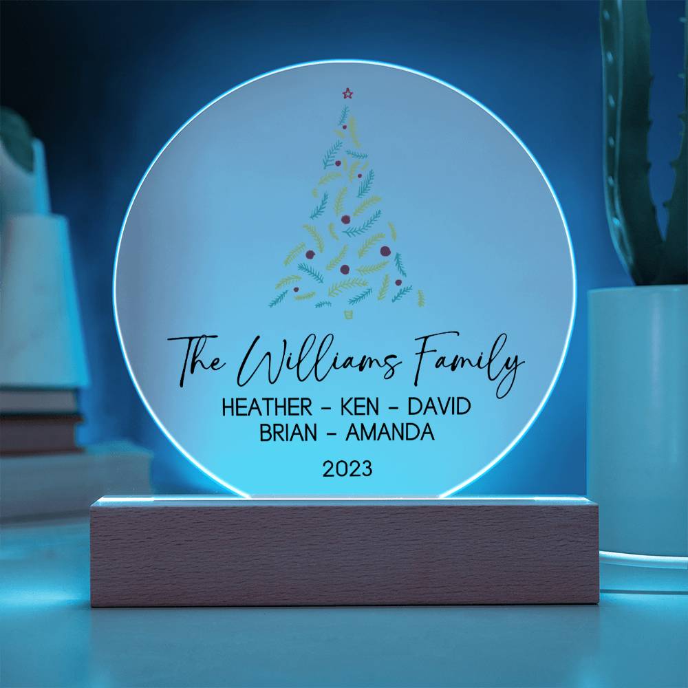 Personalized Christmas Family Sign with Names, Custom Family Christmas Acrylic Ornament, Unique Family Keepsake Night Light