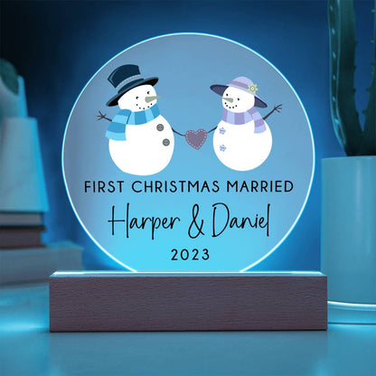 1st Xmas Married Snowmen 20231008 Acrylic Circle Template