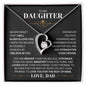 To My Daughter Love Dad Necklace - Straighten Your Crown - Motivational Graduation Gift - Wedding Valentines Day Christmas Birthday Gift 14k White Gold Finish / Standard Box