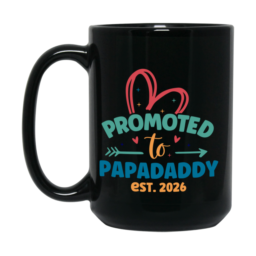 Promoted To Papadaddy Est. 2026 Coffee Mug – New Papadaddy Gift – Pregnancy Announcement Mug For New Baby