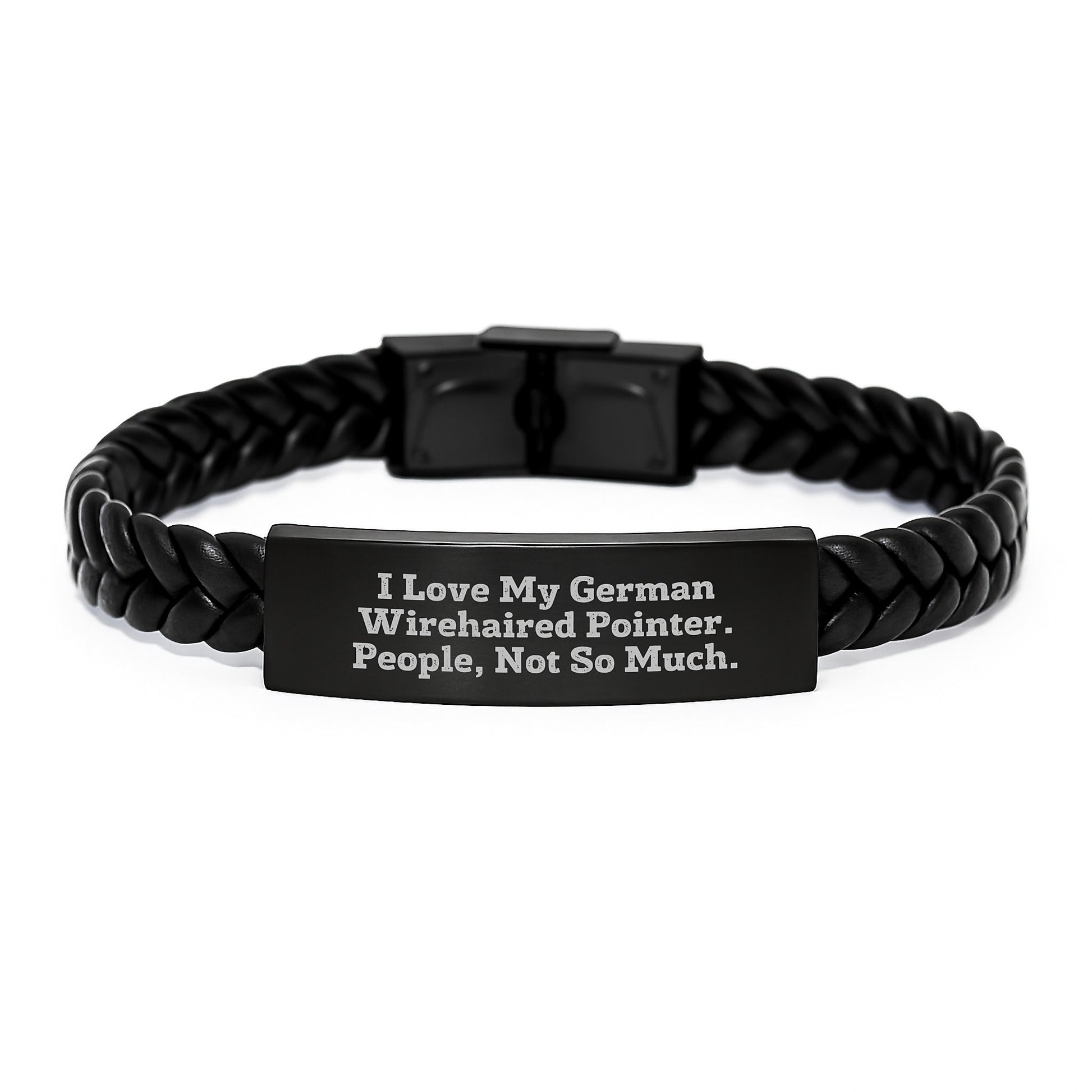 German Wirehaired Pointer Dog Lovers Funny Interlaced Leather Bracelet Gifts from Men to German Wirehaired Pointer Dog on Birthday - Image 1