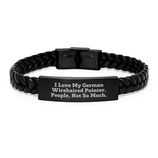 German Wirehaired Pointer Dog Lovers Funny Interlaced Leather Bracelet Gifts from Men to German Wirehaired Pointer Dog on Birthday - Image 1