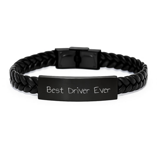 Funny Driver Gifts - Best Driver Ever Interlaced Leather Bracelet, Gifts from Friends, Gifts for Driver, Birthday Unique Gifts - Image 1