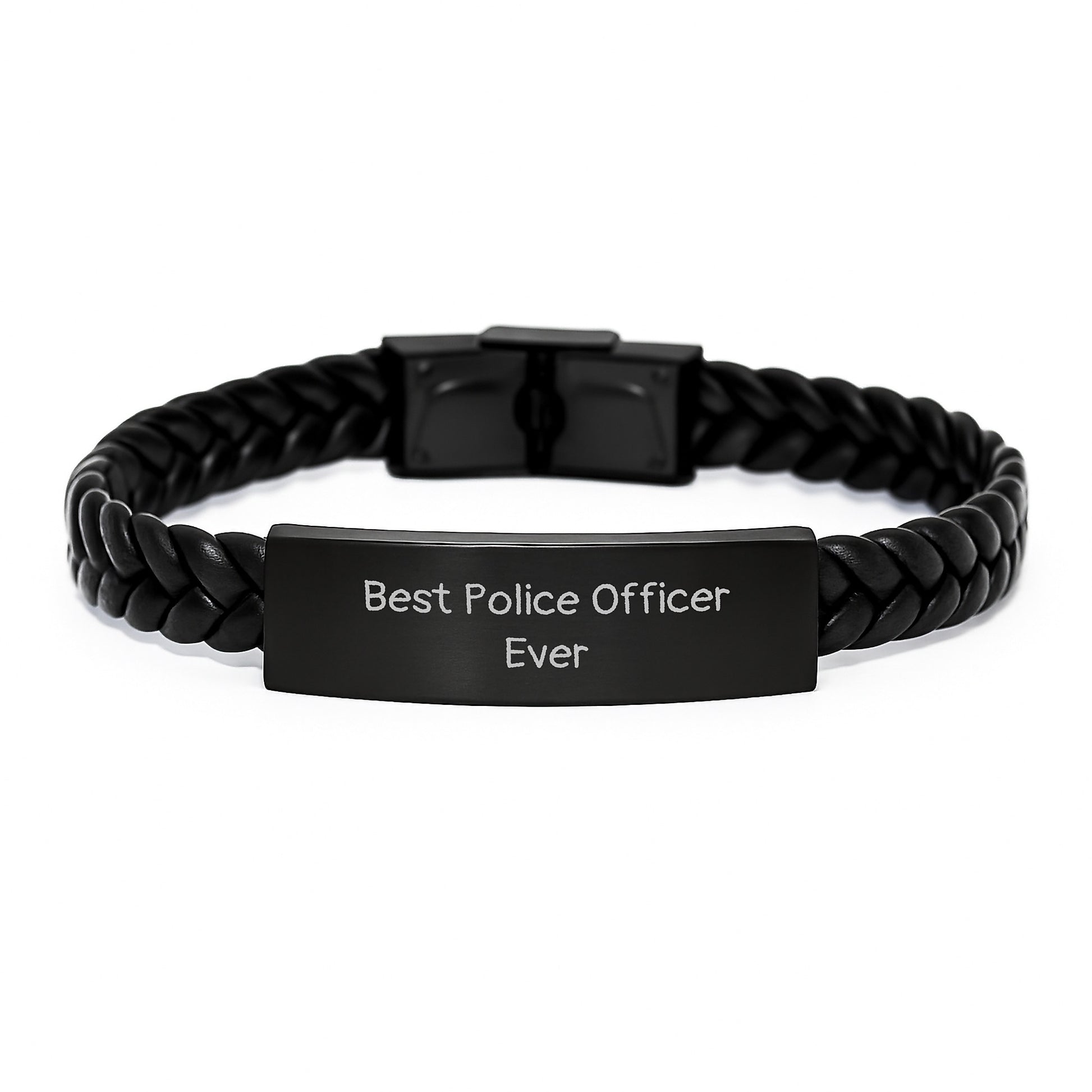 Funny Police Officer Gifts from Friends - Best Police Officer Ever Interlaced Leather Bracelet for Birthday Unique Gifts - Image 1