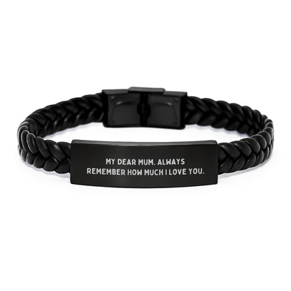 Unique Interlaced Leather Bracelet Gifts for Mum Birthday with Funny Quote from Loved Ones - Image 1