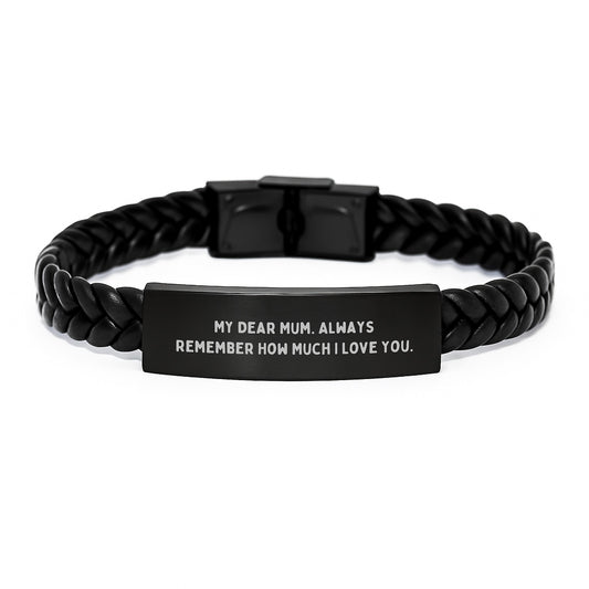 Unique Interlaced Leather Bracelet Gifts for Mum Birthday with Funny Quote from Loved Ones - Image 1