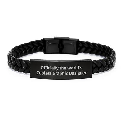 Funny Graphic Designer Gifts from Friends, World's Coolest Graphic Designer Interlaced Leather Bracelet, Birthday Unique Gifts for Graphic Designer - Image 1