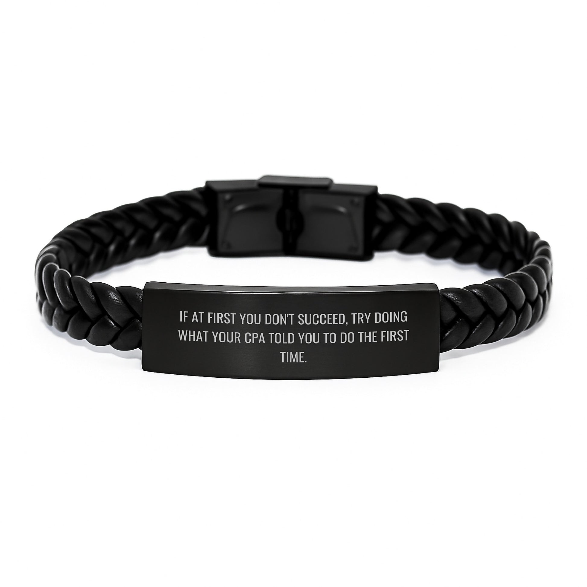 Funny CPA Gifts from Friends for Men, Inspirational Interlaced Leather Bracelet with Quote, Unique Graduation Gifts, 7.87 inches Long - Image 1