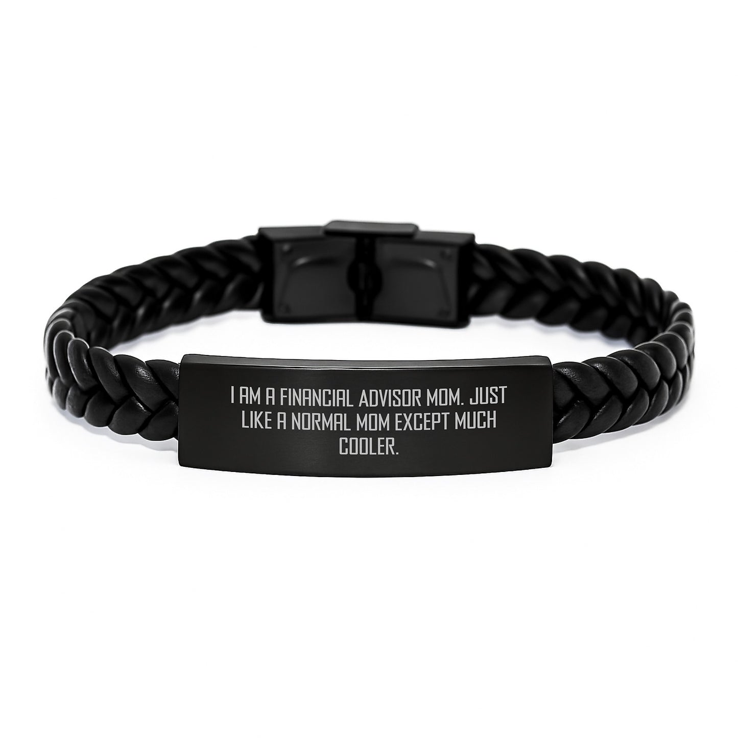Funny Financial Advisor Gifts Interlaced Leather Birthday Jewelry for Women from Mom, 'I Am A Financial Advisor Mom. Just Like A Normal Mom Except Much Cooler.' - Image 1